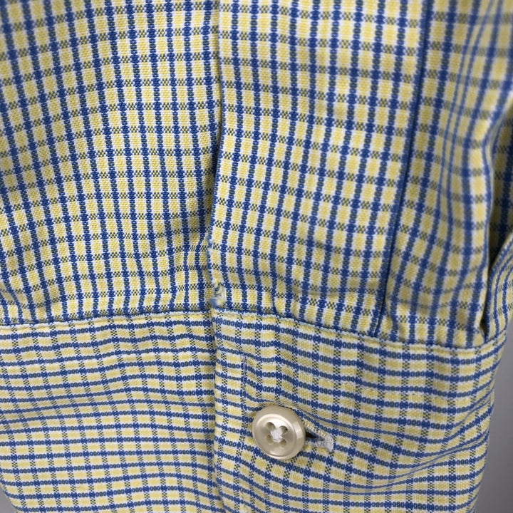 Ralph Lauren YARMOUTH Long Sleeve Button Down Check Shirt Men's XL cotton lemon yellow Vintage Second Hand