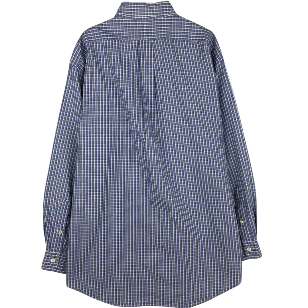 Ralph Lauren YARMOUTH Long Sleeve Button-Down Check Shirt, Men's Size L cotton Blue type light blue Vintage Second Hand