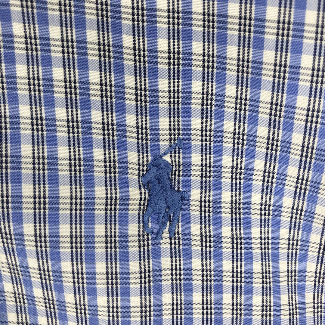 Ralph Lauren YARMOUTH Long Sleeve Button-Down Check Shirt, Men's Size L cotton Blue type light blue Vintage Second Hand