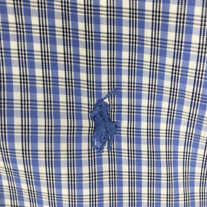 Ralph Lauren YARMOUTH Long Sleeve Button-Down Check Shirt, Men's Size L cotton Blue type light blue Vintage Second Hand