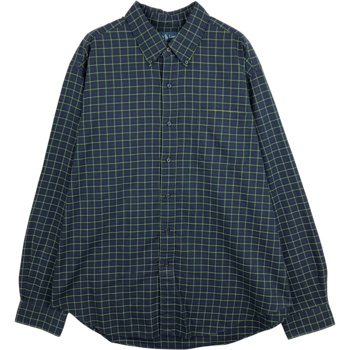 Ralph Lauren Classic Fit Long Sleeve Button Down Check Shirt Men's XL cotton Purple type blue-purple Vintage Second Hand