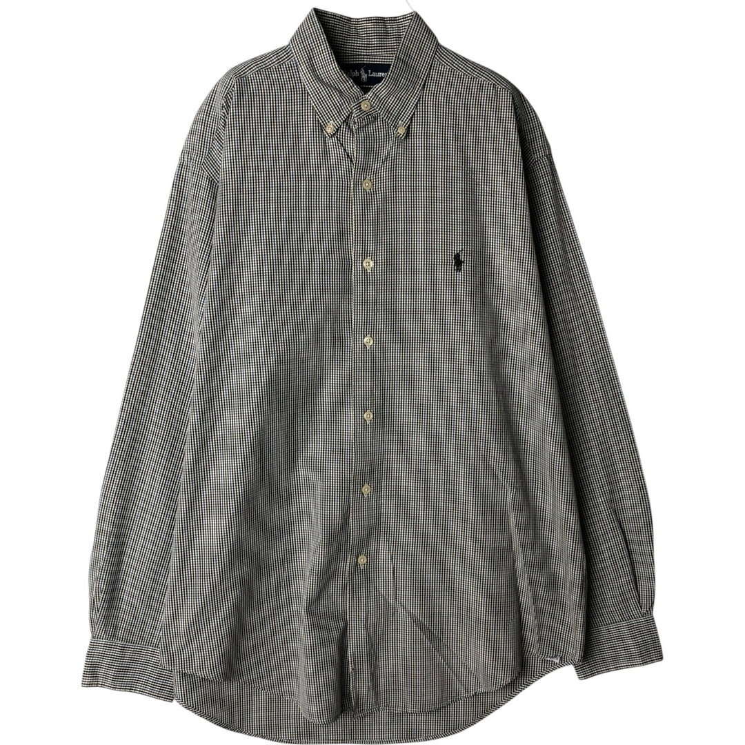 Ralph Lauren MARLOWE long sleeve button down check shirt, men's size M cotton white type Vintage Second Hand