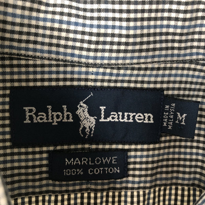 Ralph Lauren MARLOWE long sleeve button down check shirt, men's size M cotton white type Vintage Second Hand