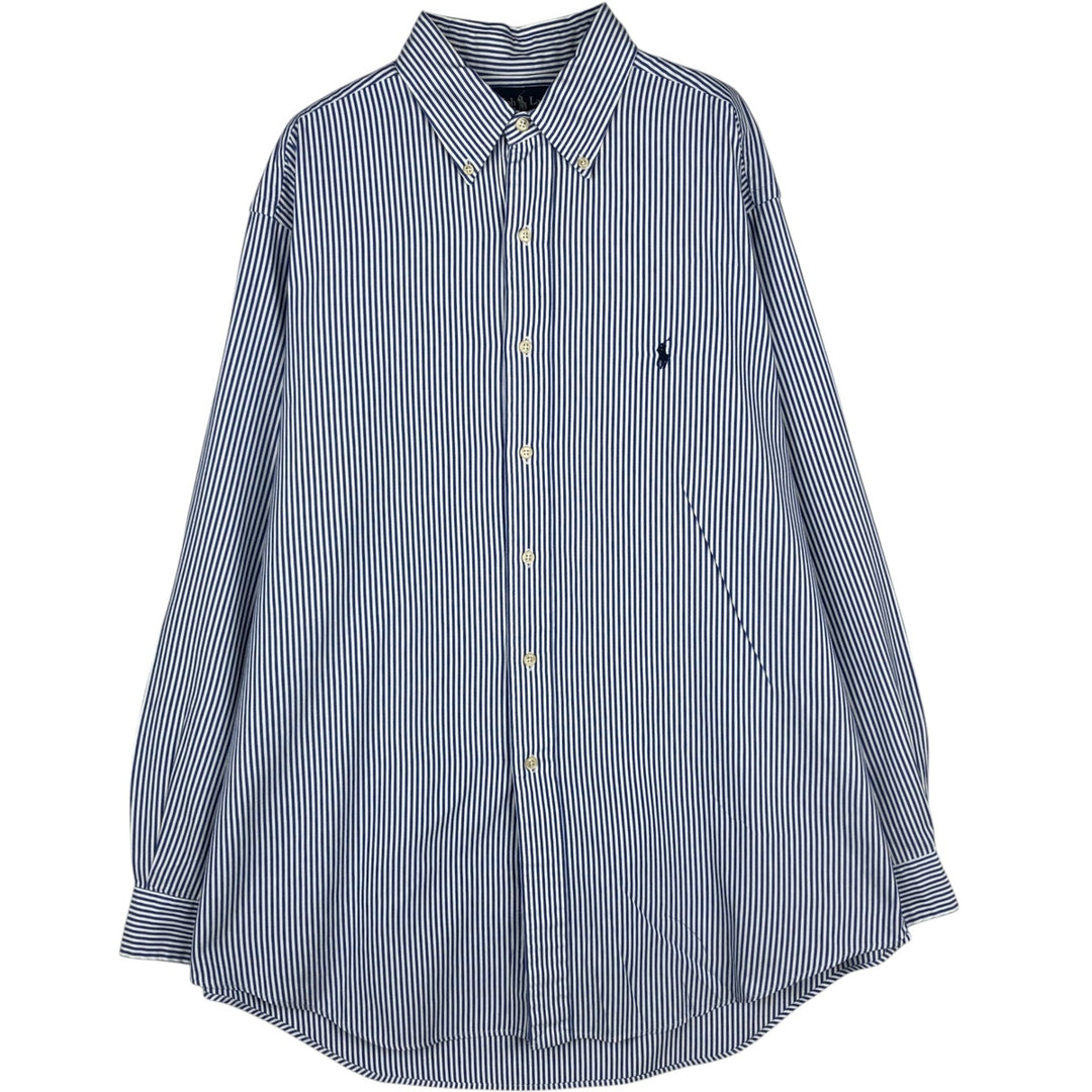 Ralph Lauren Classic Fit Long Sleeve Button Down Striped Shirt, Men's Size L cotton blue type Vintage Second Hand