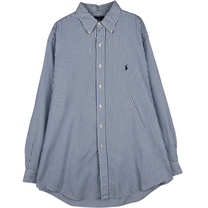 Ralph Lauren Classic Fit Long Sleeve Button Down Striped Shirt, Men's Size L cotton blue type Vintage Second Hand