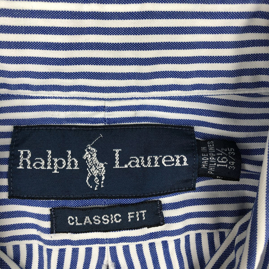 Ralph Lauren Classic Fit Long Sleeve Button Down Striped Shirt, Men's Size L cotton blue type Vintage Second Hand