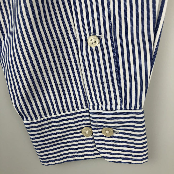 Ralph Lauren Classic Fit Long Sleeve Button Down Striped Shirt, Men's Size L cotton blue type Vintage Second Hand