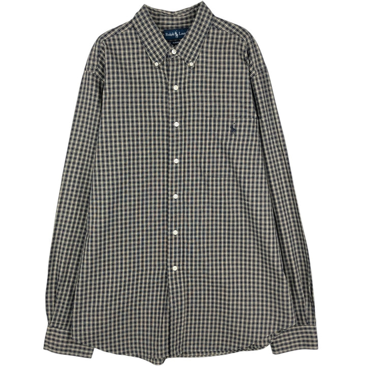 Ralph Lauren Classic Fit Long Sleeve Button Down Check Shirt Men's XL cotton navy blue type Vintage Second Hand