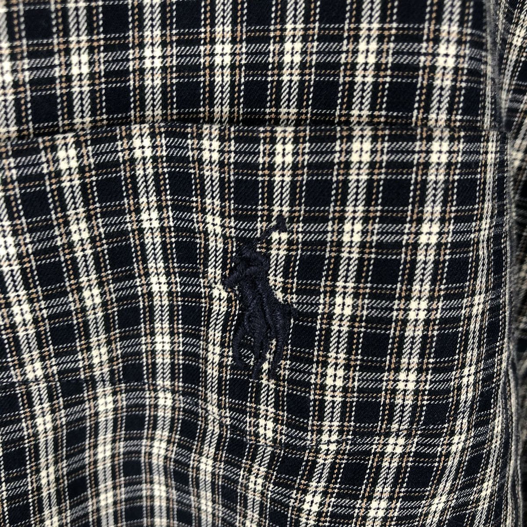 Ralph Lauren Classic Fit Long Sleeve Button Down Check Shirt Men's XL cotton navy blue type Vintage Second Hand