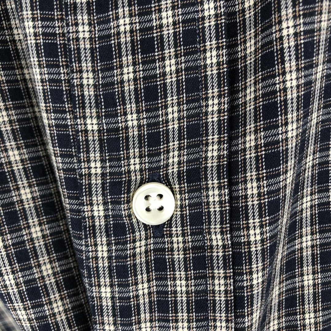 Ralph Lauren Classic Fit Long Sleeve Button Down Check Shirt Men's XL cotton navy blue type Vintage Second Hand