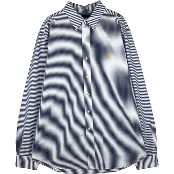 Ralph Lauren CLASSIC FIT Seersucker Long-Sleeve Button-Down Striped Shirt, Men's Size XL (approx.) cotton white type Vintage Second Hand