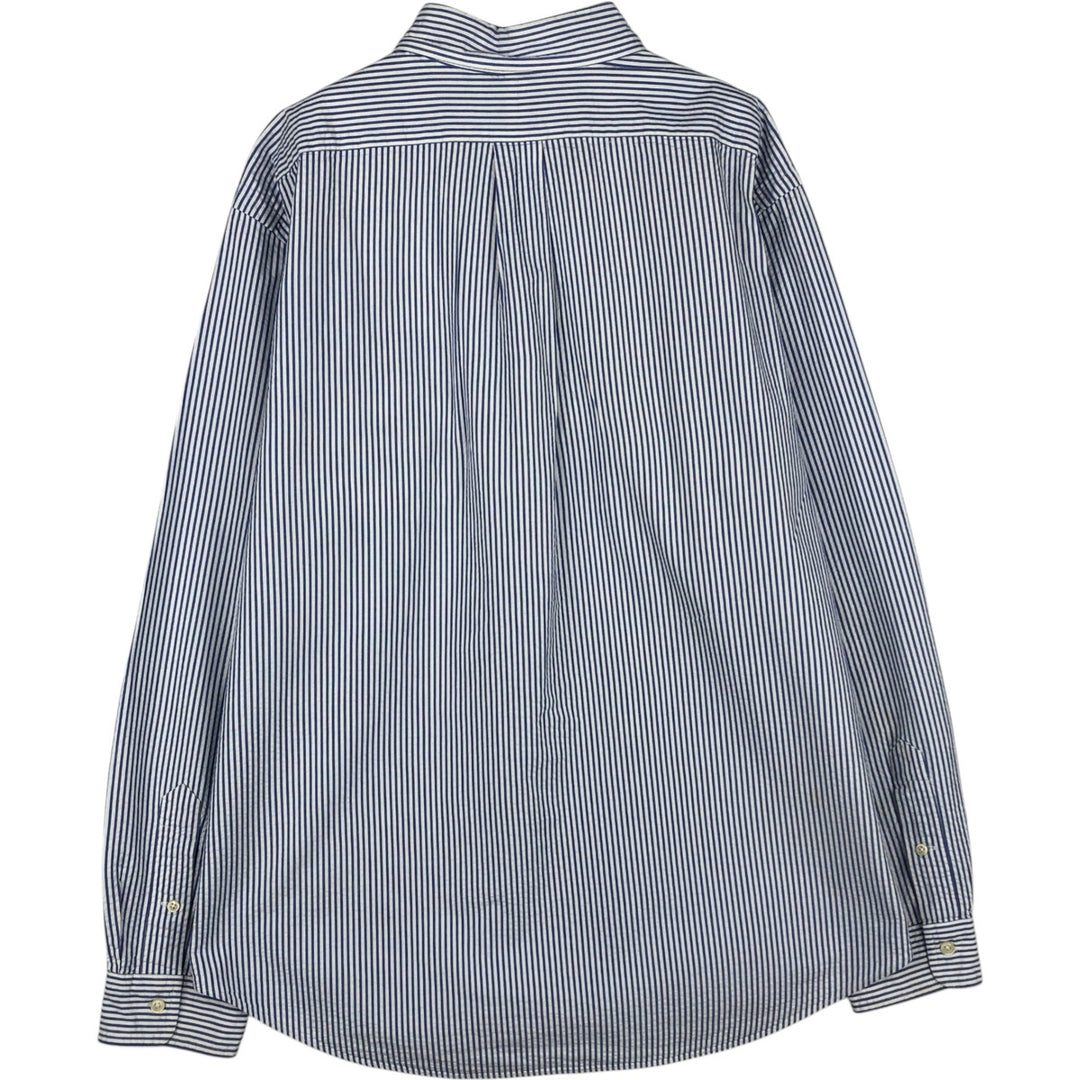 Ralph Lauren CLASSIC FIT Seersucker Long-Sleeve Button-Down Striped Shirt, Men's Size XL (approx.) cotton white type Vintage Second Hand