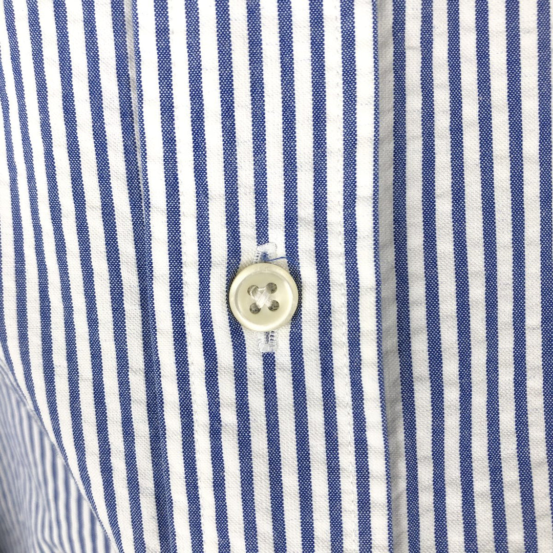 Ralph Lauren CLASSIC FIT Seersucker Long-Sleeve Button-Down Striped Shirt, Men's Size XL (approx.) cotton white type Vintage Second Hand