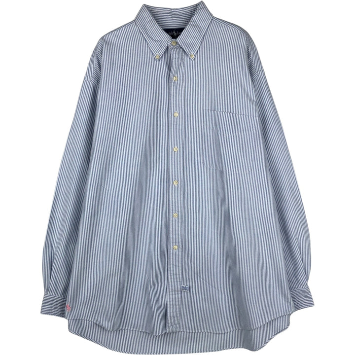 Ralph Lauren THE BIG OXFORD Long-Sleeve Button-Down Striped Shirt, Men's Size L (approx.) cotton white type Vintage Second Hand