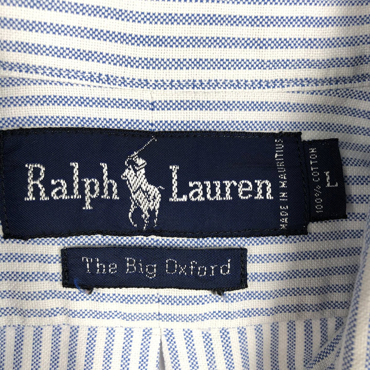 Ralph Lauren THE BIG OXFORD Long-Sleeve Button-Down Striped Shirt, Men's Size L (approx.) cotton white type Vintage Second Hand