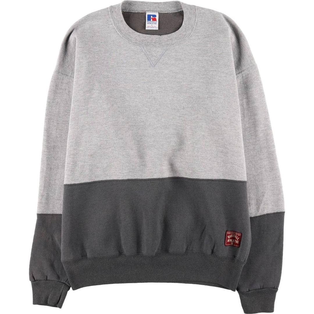 90'S Russell Two-Tone Plain Blank Sweatshirt, Made in USA, Men's Size L (Equivalent), Vintage polyester gray type Vintage Second Hand