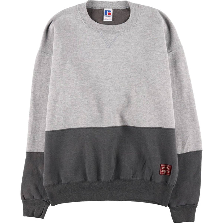 90'S Russell Two-Tone Plain Blank Sweatshirt, Made in USA, Men's Size L (Equivalent), Vintage polyester gray type Vintage Second Hand