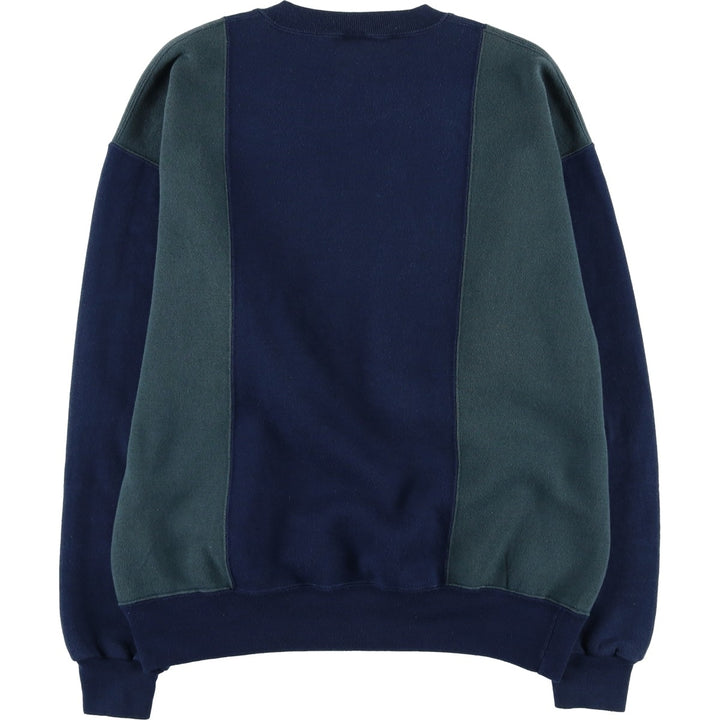 90'S Russell Two-Tone Plain Blank Sweatshirt, Made in USA, Men's Size L (Equivalent), Vintage cotton navy blue type Vintage Second Hand
