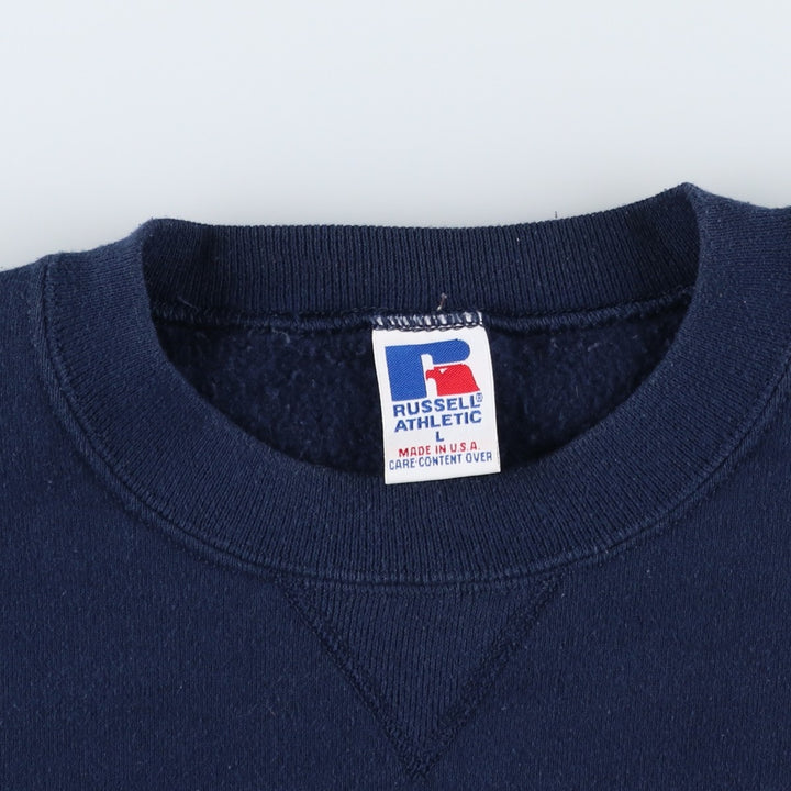 90'S Russell Two-Tone Plain Blank Sweatshirt, Made in USA, Men's Size L (Equivalent), Vintage cotton navy blue type Vintage Second Hand