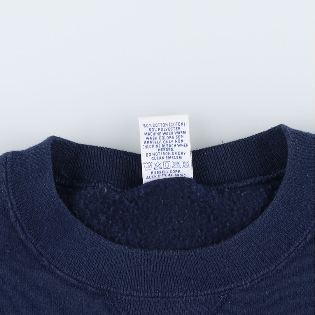 90'S Russell Two-Tone Plain Blank Sweatshirt, Made in USA, Men's Size L (Equivalent), Vintage cotton navy blue type Vintage Second Hand