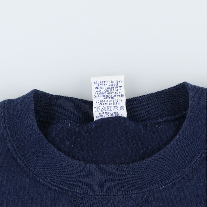 90'S Russell Two-Tone Plain Blank Sweatshirt, Made in USA, Men's Size L (Equivalent), Vintage cotton navy blue type Vintage Second Hand