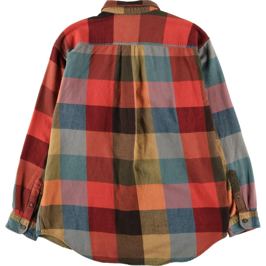 90'S J.Crew Long-Sleeve Flannel Check Shirt, Men's Size M (approx.), Vintage cotton red type Vintage Second Hand