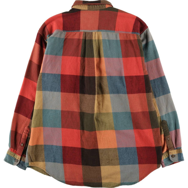 90'S J.Crew Long-Sleeve Flannel Check Shirt, Men's Size M (approx.), Vintage cotton red type Vintage Second Hand