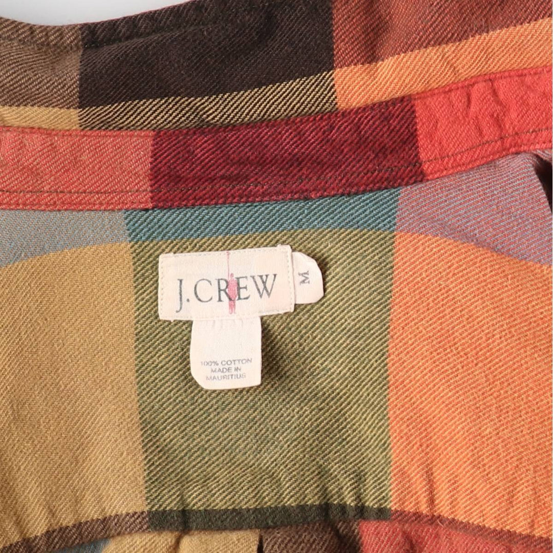 90'S J.Crew Long-Sleeve Flannel Check Shirt, Men's Size M (approx.), Vintage cotton red type Vintage Second Hand