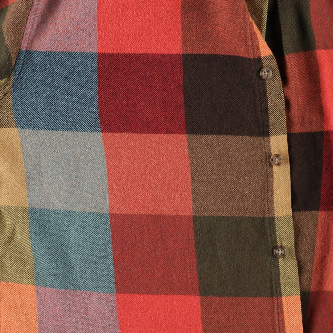 90'S J.Crew Long-Sleeve Flannel Check Shirt, Men's Size M (approx.), Vintage cotton red type Vintage Second Hand