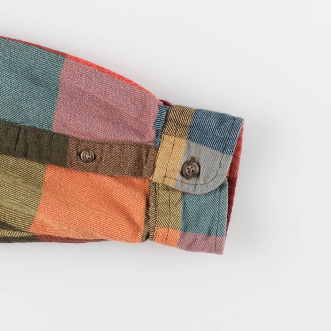 90'S J.Crew Long-Sleeve Flannel Check Shirt, Men's Size M (approx.), Vintage cotton red type Vintage Second Hand