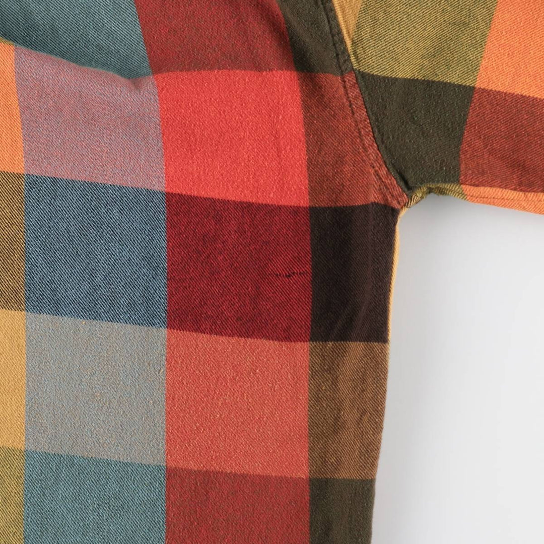 90'S J.Crew Long-Sleeve Flannel Check Shirt, Men's Size M (approx.), Vintage cotton red type Vintage Second Hand