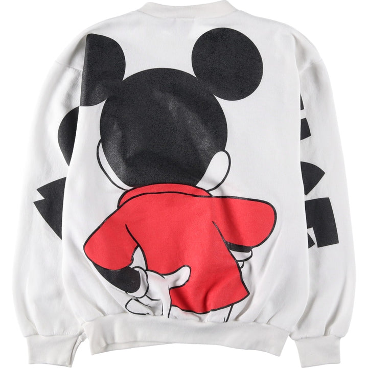 90'S Disney Mickey Mouse Large Print Character Sweatshirt, Made in USA, Men's Size L (approx.) polyester white type Vintage Second Hand