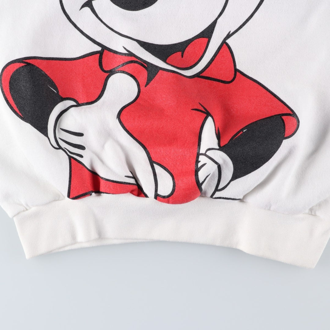 90'S Disney Mickey Mouse Large Print Character Sweatshirt, Made in USA, Men's Size L (approx.) polyester white type Vintage Second Hand
