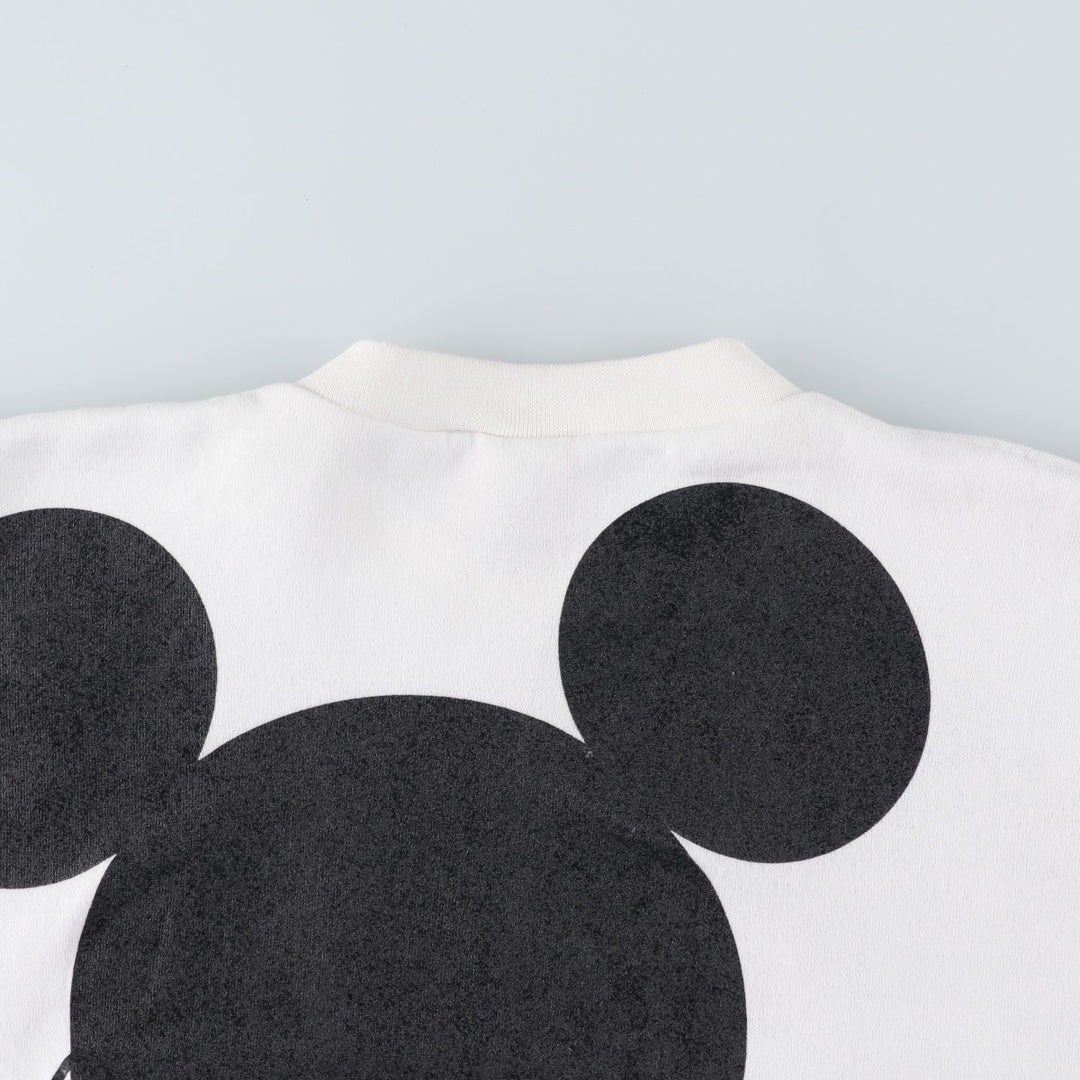 90'S Disney Mickey Mouse Large Print Character Sweatshirt, Made in USA, Men's Size L (approx.) polyester white type Vintage Second Hand
