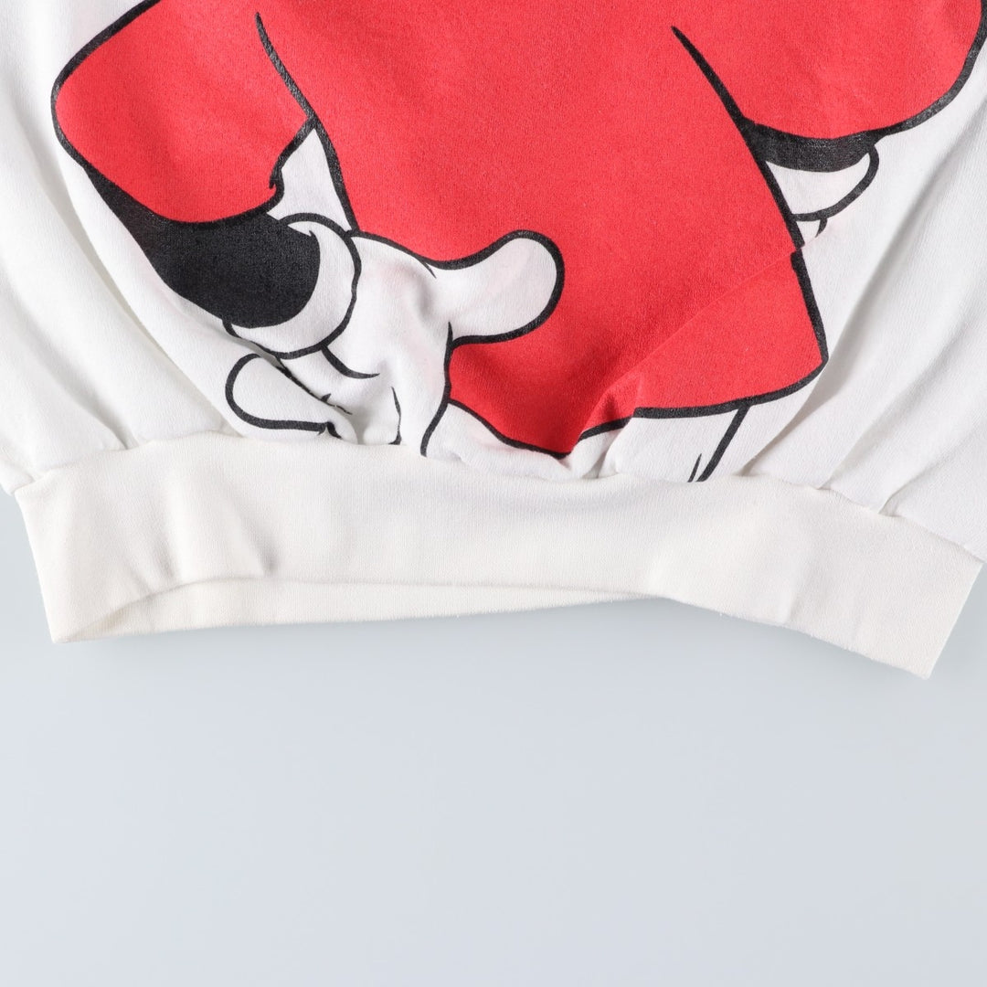 90'S Disney Mickey Mouse Large Print Character Sweatshirt, Made in USA, Men's Size L (approx.) polyester white type Vintage Second Hand