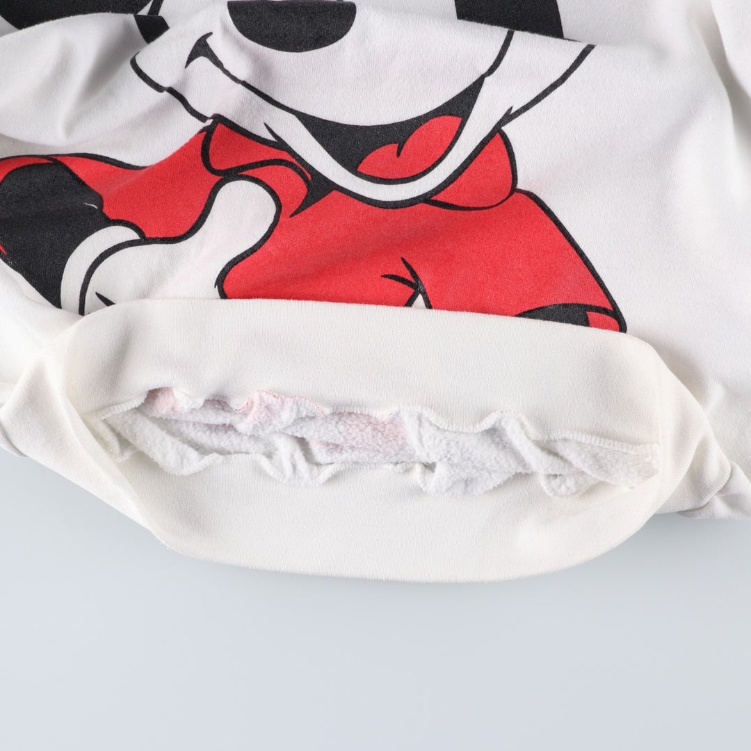 90'S Disney Mickey Mouse Large Print Character Sweatshirt, Made in USA, Men's Size L (approx.) polyester white type Vintage Second Hand
