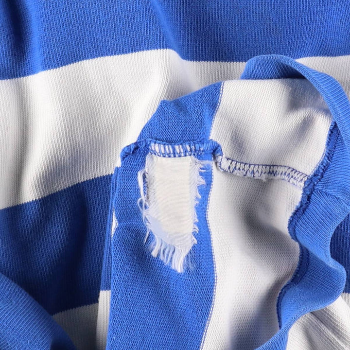 80s-90'S Adidas Trefoil Logo Crazy Pattern Long-Sleeve Rugby Shirt, Men's Size L (Equivalent), Vintage cotton blue type Vintage Second Hand