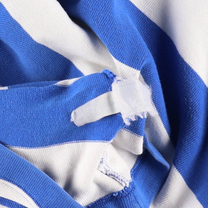 80s-90'S Adidas Trefoil Logo Crazy Pattern Long-Sleeve Rugby Shirt, Men's Size L (Equivalent), Vintage cotton blue type Vintage Second Hand