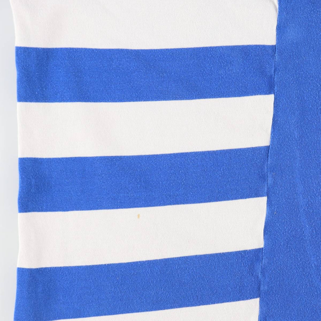 80s-90'S Adidas Trefoil Logo Crazy Pattern Long-Sleeve Rugby Shirt, Men's Size L (Equivalent), Vintage cotton blue type Vintage Second Hand