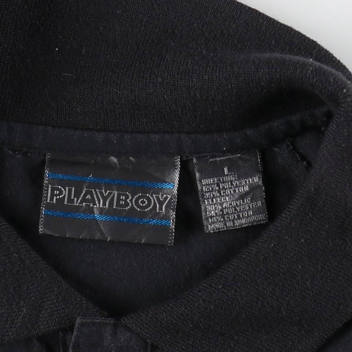 Playboy long-sleeved polo shirt with color blocking, men's size L equivalent. polyester black type Vintage Second Hand