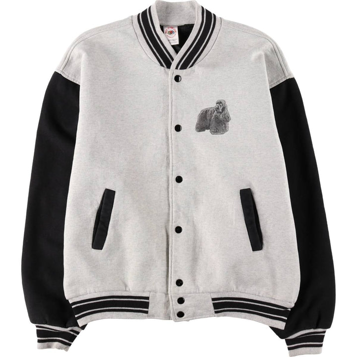 90s-00'S Fruit of the Loom Cocker Spaniel Dog Print Sweatshirt Varsity Jacket (Men's XL equivalent) cotton gray type Vintage Second Hand