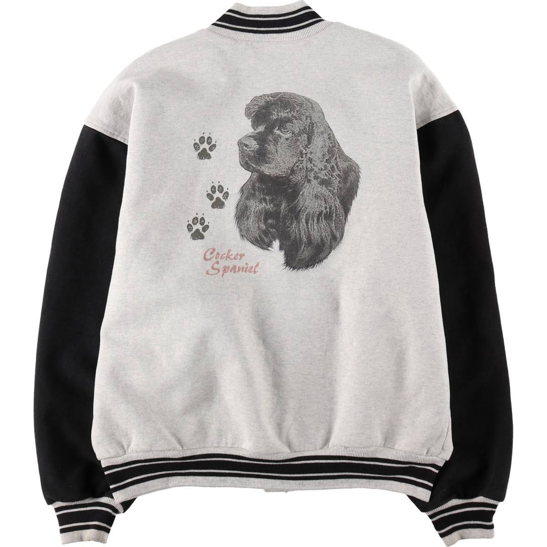 90s-00'S Fruit of the Loom Cocker Spaniel Dog Print Sweatshirt Varsity Jacket (Men's XL equivalent) cotton gray type Vintage Second Hand