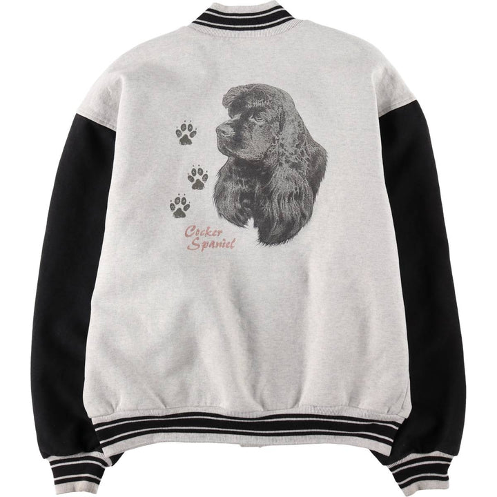 90s-00'S Fruit of the Loom Cocker Spaniel Dog Print Sweatshirt Varsity Jacket (Men's XL equivalent) cotton gray type Vintage Second Hand