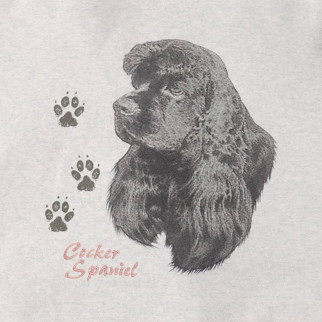 90s-00'S Fruit of the Loom Cocker Spaniel Dog Print Sweatshirt Varsity Jacket (Men's XL equivalent) cotton gray type Vintage Second Hand