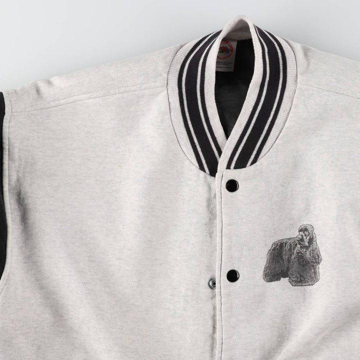 90s-00'S Fruit of the Loom Cocker Spaniel Dog Print Sweatshirt Varsity Jacket (Men's XL equivalent) cotton gray type Vintage Second Hand