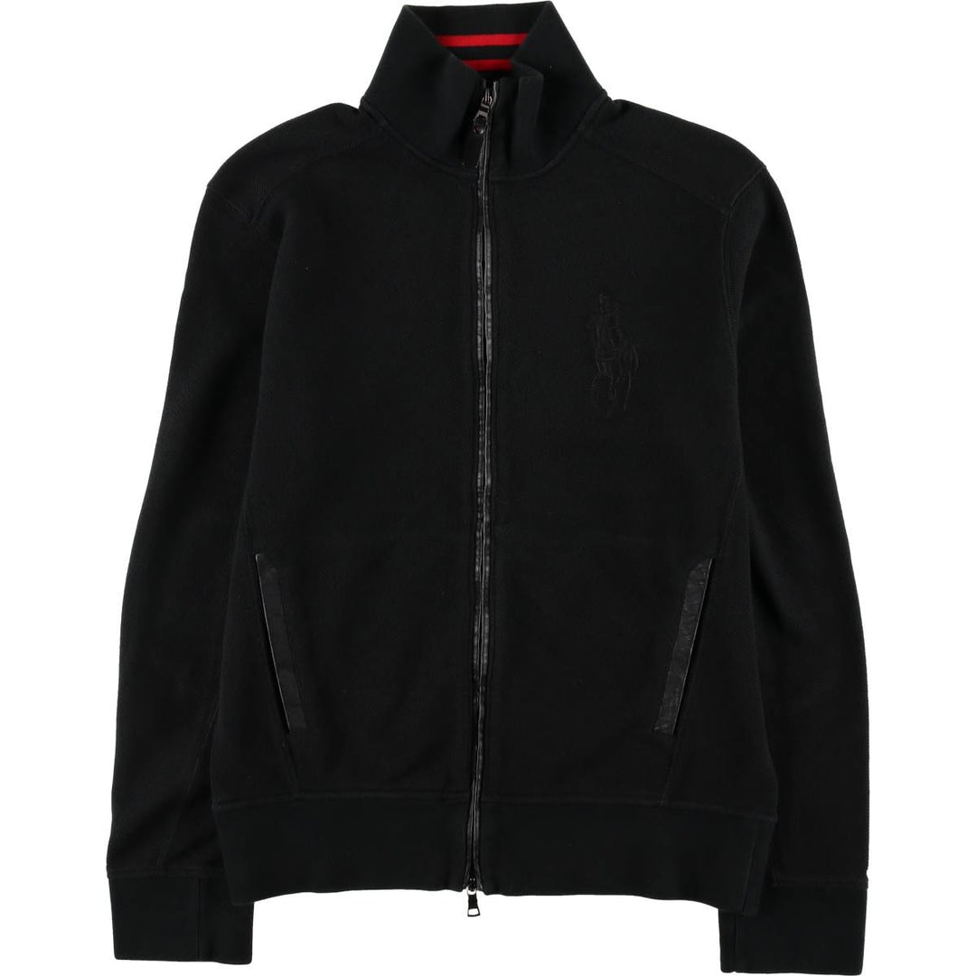 Ralph Lauren POLO by Ralph Lauren Piqué Big Pony Full-Zip Sweatshirt (Men's Size M) cotton black type Vintage Second Hand