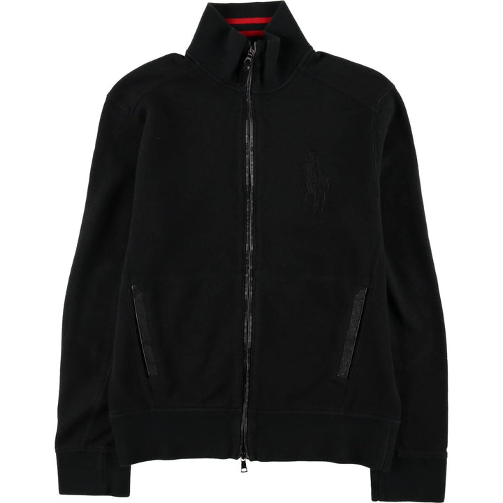 Ralph Lauren POLO by Ralph Lauren Piqué Big Pony Full-Zip Sweatshirt (Men's Size M) cotton black type Vintage Second Hand