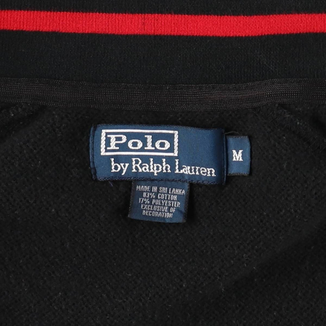 Ralph Lauren POLO by Ralph Lauren Piqué Big Pony Full-Zip Sweatshirt (Men's Size M) cotton black type Vintage Second Hand
