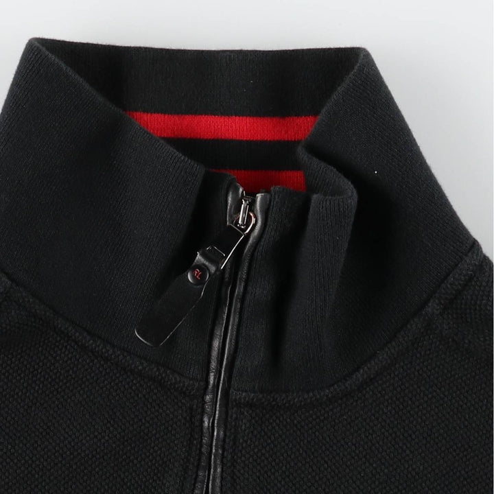 Ralph Lauren POLO by Ralph Lauren Piqué Big Pony Full-Zip Sweatshirt (Men's Size M) cotton black type Vintage Second Hand
