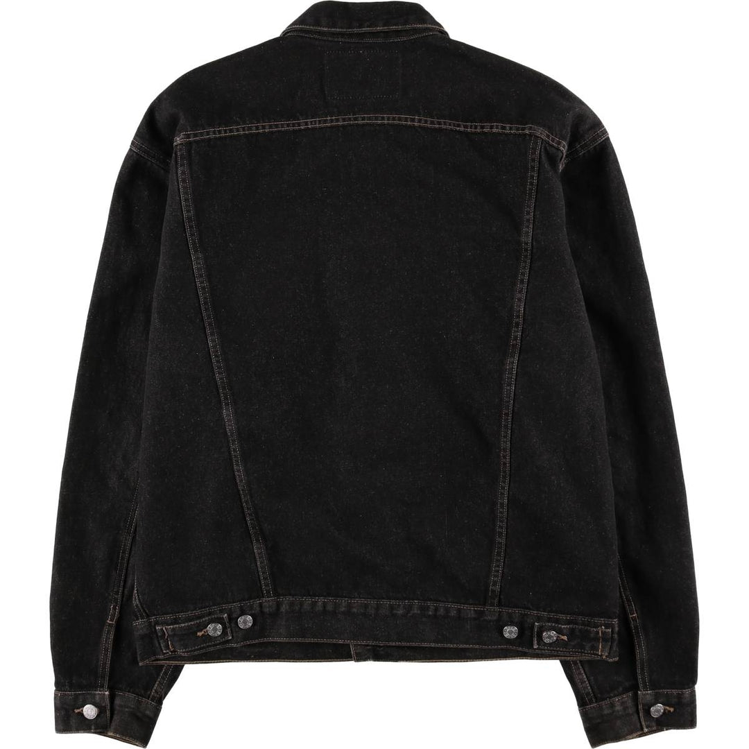 90s-00'S Guess Black Denim Jacket, Made in USA, Men's XXL equivalent, Vintage cotton black type Vintage Second Hand